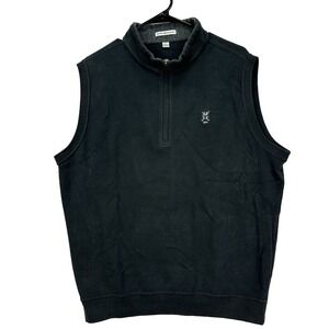 Peter Millar Sweater Vest Mens Large Black 1/4 Zip Pullover Cotton Adult MF16K35